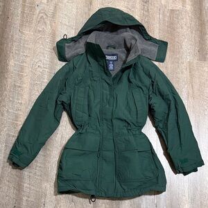 Green lined Hooded winter coat Jacket